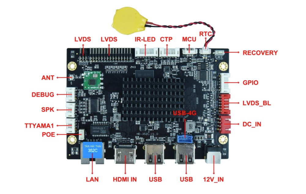bo mạch điều khiển 352C của màn hình quảng cáo lcd 24inch để bàn Tân Hải Thái