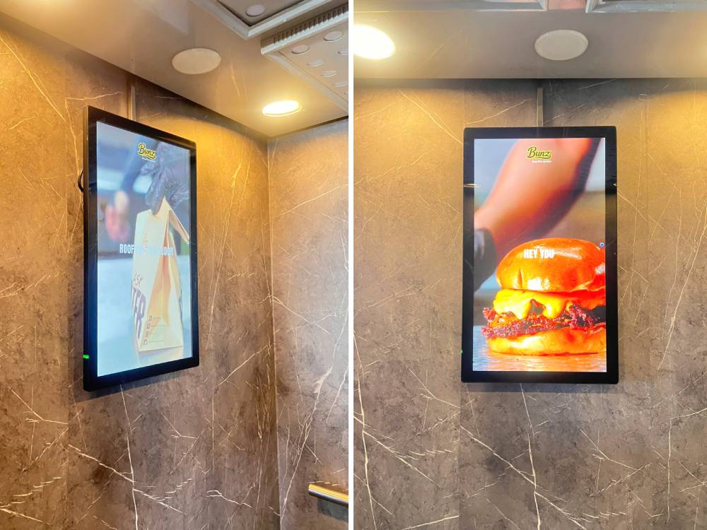 màn hình LCD 27inch treo tường dùng chiếu quảng cáo cho quán ăn